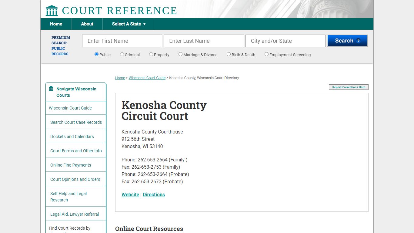 Kenosha County Circuit Court - CourtReference.com